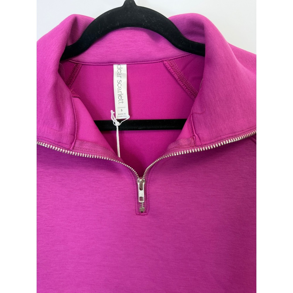 Dear Scarlett Womens Magenta Quarter Zip Pullover Sweatshirt‎ TRV-HAMPTONS Small - Picture 7 of 12